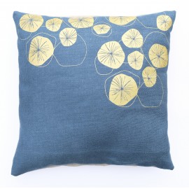 Housse de coussin LIN Bleu pétrole - Or