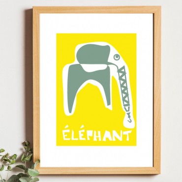 Tirage ELEPHANT jaune